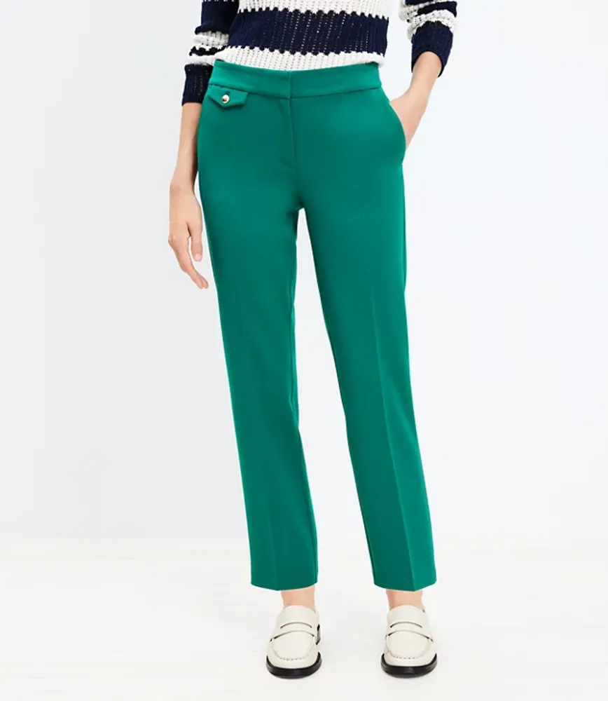 Petite Button Pocket Riviera Slim Pants Bi-Stretch