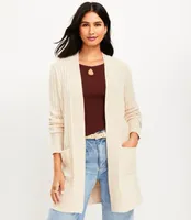 Ribbed Pocket Open Cardigan