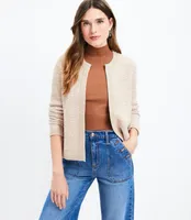 Textured Tweed Open Sweater Jacket