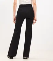 Petite Curvy Tab Waist Flare Pants Melange Bi-Stretch