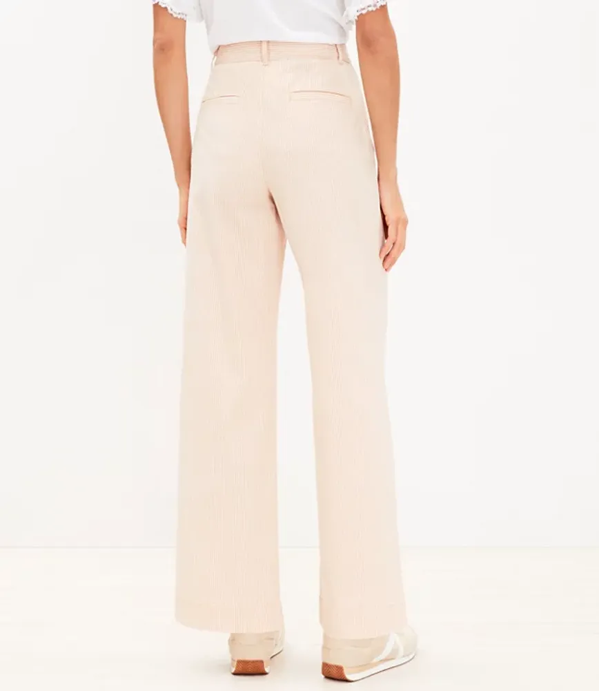 Palmer Wide Leg Pants Striped Seersucker