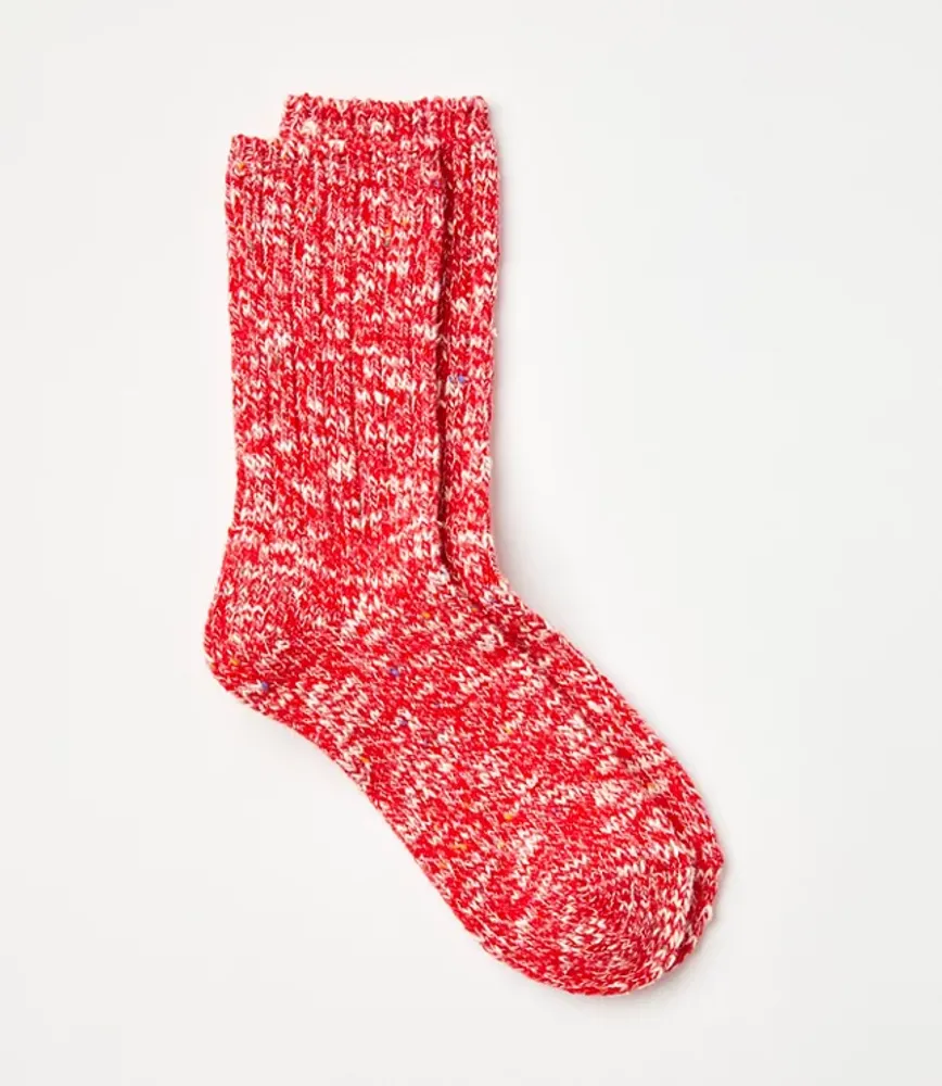 Flecked Ribbed Crew Socks