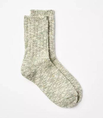 Flecked Ribbed Crew Socks