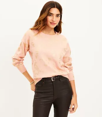 Petite Shimmer Paisley Sweater