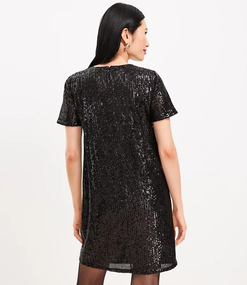 Sequin Short Sleeve Shift Dress