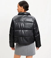 Faux Leather Puffer Jacket