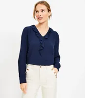 Petite Ruffle V-Neck Blouse