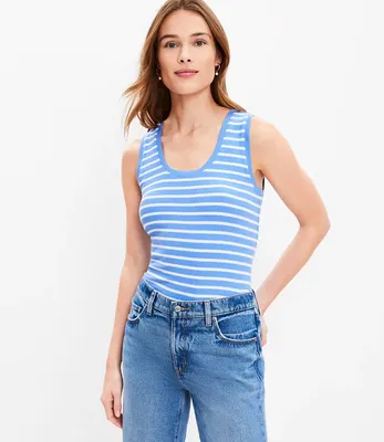 Stripe Perfect Ribbed Scoop Neck Tank Top