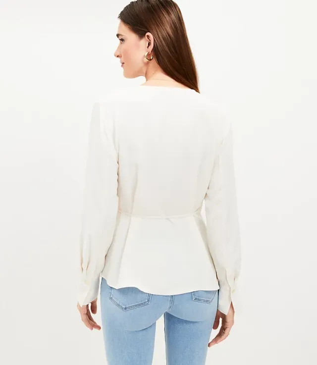 Balloon-sleeved Wrap Blouse