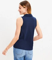 Pintucked Collared Tank Top