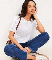 Lace Trim Linen Blend Tee