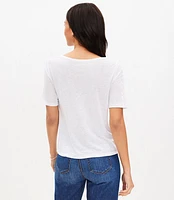 Lace Trim Linen Blend Tee