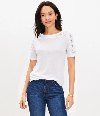 Lace Trim Linen Blend Tee