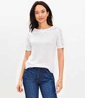 Lace Trim Linen Blend Tee