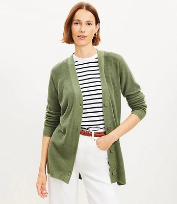 Relaxed Linen Blend V-Neck Cardigan