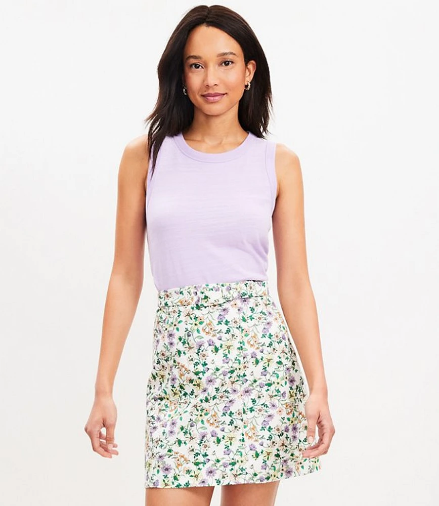 Seamed Belted Cotton Linen Skirt