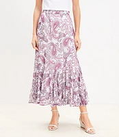 Paisley Godet Midi Skirt