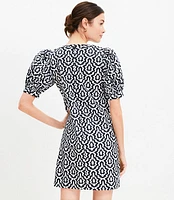 Poplin Button Balloon Sleeve Mini Dress