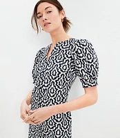 Poplin Button Balloon Sleeve Mini Dress