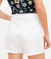 Petite Denim Cut Off Shorts White