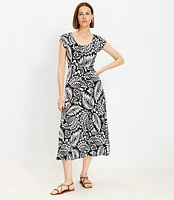 Palm Scoop Neck Midi Dress