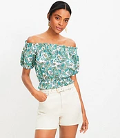 Paisley Crinkle Jacquard Off The Shoulder Top