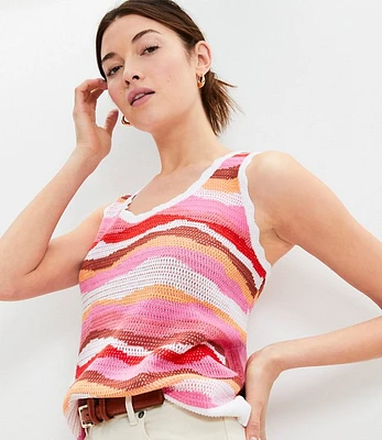 Wavy Stripe Scoop Neck Sweater Tank Top