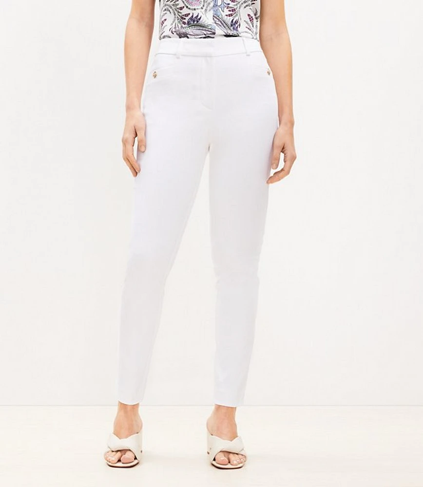 Petite Curvy Button Trim Pocket Sutton Skinny Pants