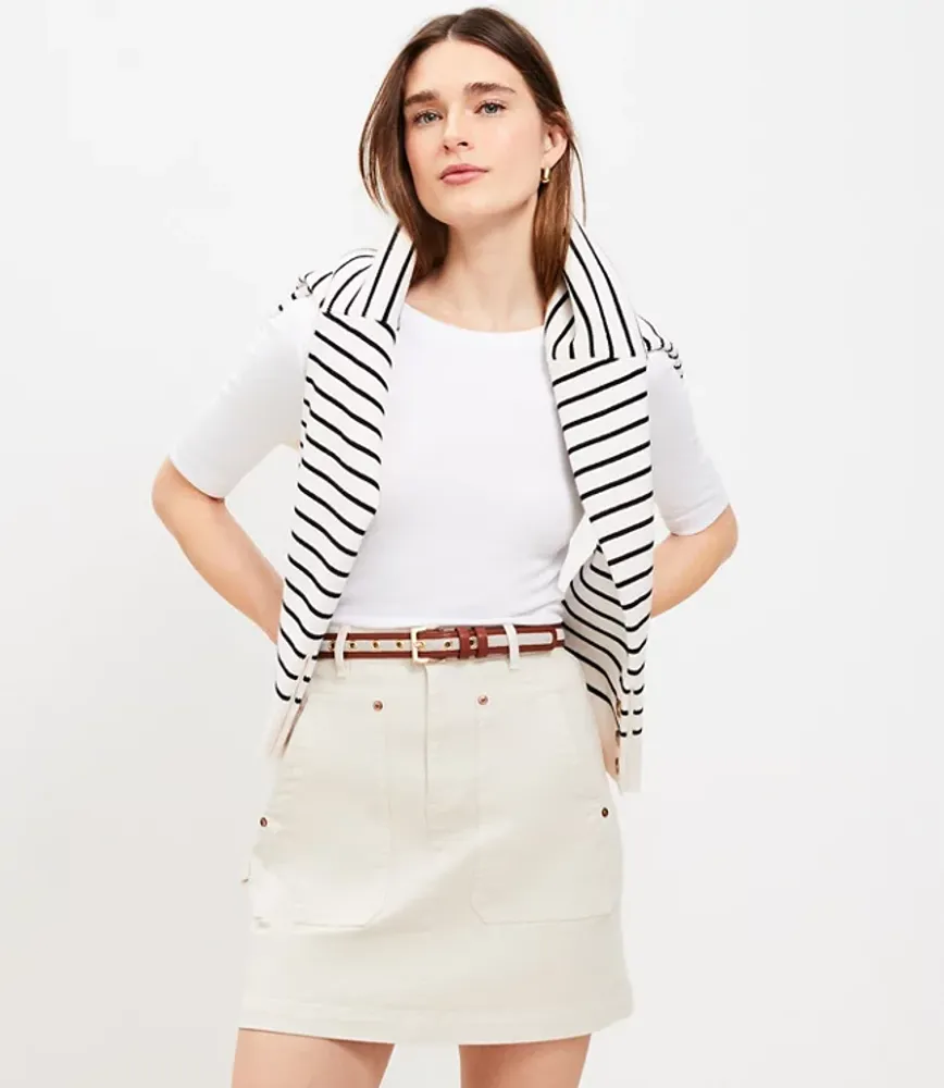 Petite Carpenter Denim Skirt Popcorn