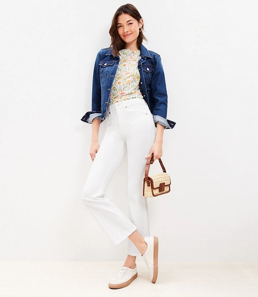 High Rise Kick Crop Jeans White