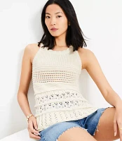 Textured Pointelle Swingy Sweater Tank Top