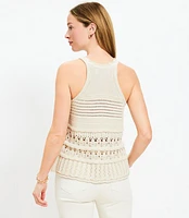 Textured Pointelle Swingy Sweater Tank Top