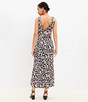 Ikat Buttercup Satin Double V Bias Midi Dress