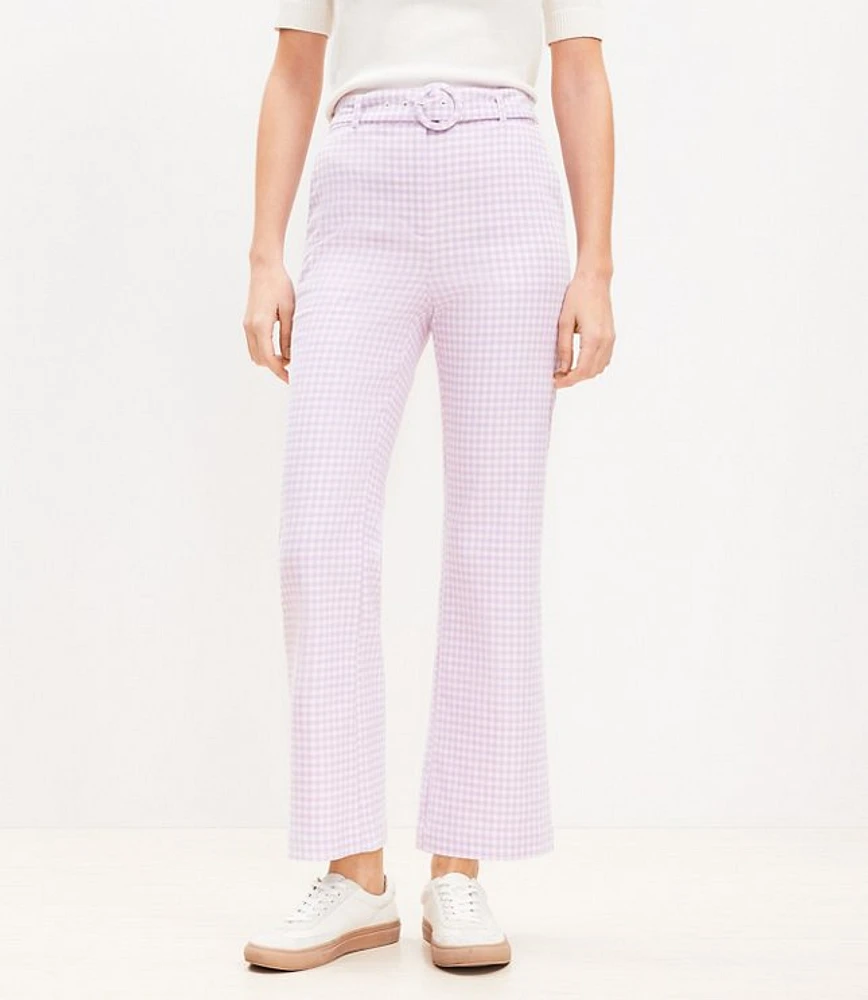 Petite Belted Sutton Kick Crop Pants Gingham