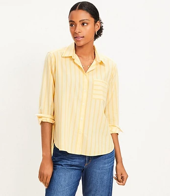 Stripe Cotton Blend Relaxed Pocket Shirt