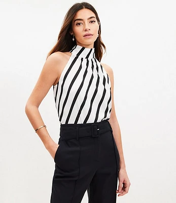 Striped Back Ribbon Halter Top