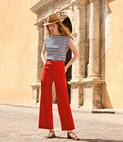 Palmer Wide Leg Crop Pants in Linen Blend