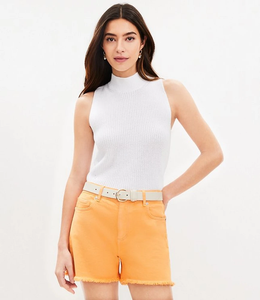 Petite Denim Cut Off Shorts Orange Creamsicle