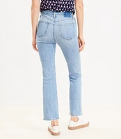 Petite High Rise Kick Crop Jeans in Destructed Mid Stone Wash