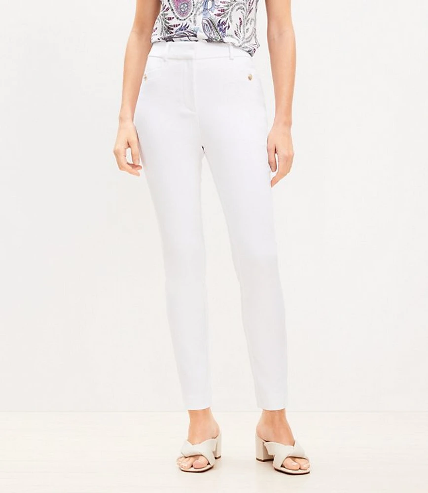 Petite Button Trim Pocket Sutton Skinny Pants