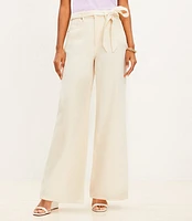 Petite High Rise Palazzo Jeans in Ecru