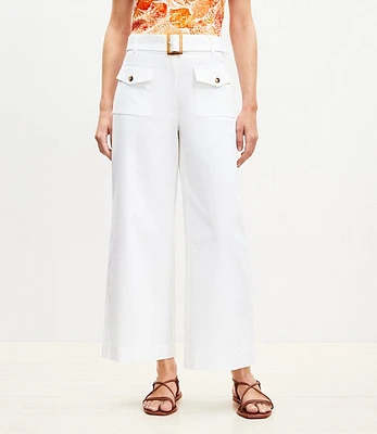 Horn Buckle Wide Leg Pants Pique