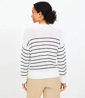 Stripe Textured Stitch Henley Sweater