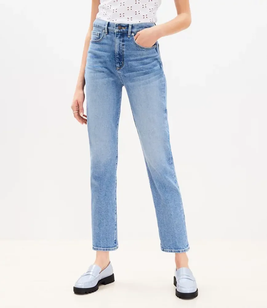 Loft High Rise Slim Jeans Mid Vintage Wash