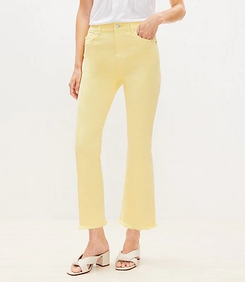 Frayed High Rise Kick Crop Jeans Lemon Squeeze