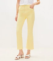 Frayed High Rise Kick Crop Jeans in Lemon Squeeze