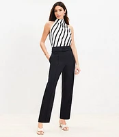 Petite Pintucked Belted Slim Pants Twill