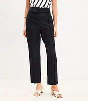 Petite Pintucked Belted Slim Pants Twill