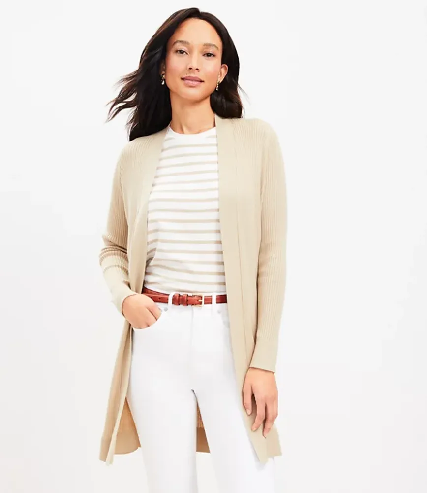 Ribbed Open Cardigan