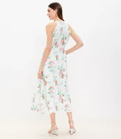 Floral Jacquard Halter Midi Dress